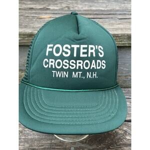 VTG Foster’s Crossroads NH Souvenir Trucker Hat Mesh Snapback Cap 80s 90s USA